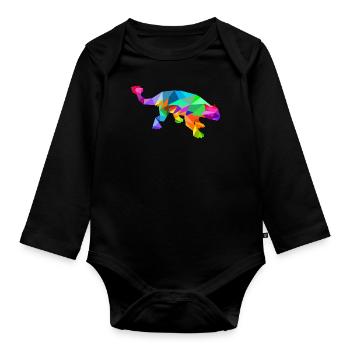 Polygone de dinosaure ankylosaure arc-en-ciel coloré - Body Bébé bio manches longues - noir - Devant