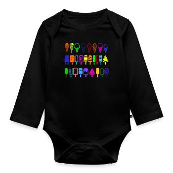 Eis am Stil in vielen Farben - Baby Bio-Langarm-Body - Schwarz - Vorne