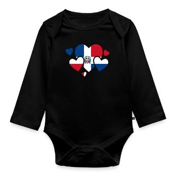 Dominikanische Republik Flagge Dom Rep Fahne Reise - Baby Bio-Langarm-Body - Schwarz - Vorne