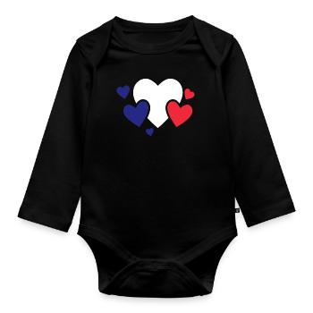 France Flag Distressed Look French Flag - Organic Longsleeve Baby Bodysuit - black - Front