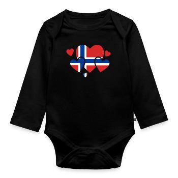 Drapeau de la Norvège Scandinavie Drapeau norvégien - Body Bébé bio manches longues - noir - Devant