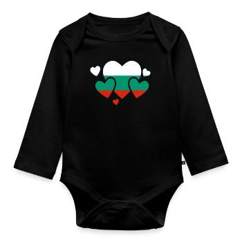 Drapeau de la Bulgarie Drapeau bulgare Sables d’or - Body Bébé bio manches longues - noir - Devant