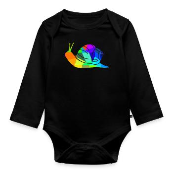 Schnecke Regenbogen Tiere Polygon - Baby Bio-Langarm-Body - Schwarz - Vorne
