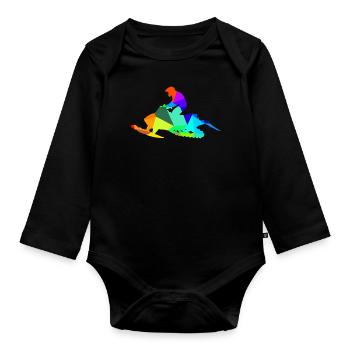 Snowmobile Skibob Rainbow Polygon Vehicle - Organic Longsleeve Baby Bodysuit - black - Front