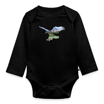 Eagle lake mountain mountains fly clouds shirt - Organic Longsleeve Baby Bodysuit - black - Front