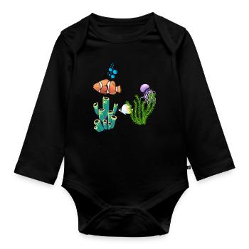 Coral Marine Life Underwater World Jellyfish Fish - Organic Longsleeve Baby Bodysuit - black - Front