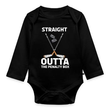 Ice Hockey Player Straight Outta The Penalty Box - Organic Longsleeve Baby Bodysuit - black - Front