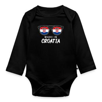 Croatia Flag Adriatic Zagreb Croatian Flag - Organic Longsleeve Baby Bodysuit - black - Front