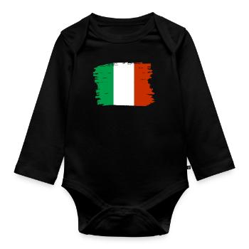 Drapeau de l’Italie Drapeau italien Vintage Look vieilli - Body Bébé bio manches longues - noir - Devant