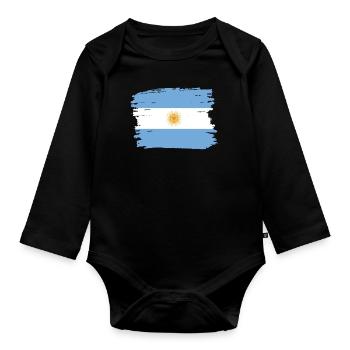 Drapeau de l’Argentine Amérique du Sud Drapeau argentin - Body Bébé bio manches longues - noir - Devant