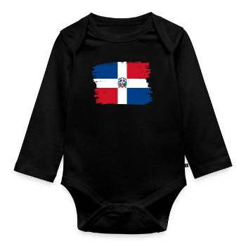 Dominican Republic Flag Dom Rep Flag Travel - Organic Longsleeve Baby Bodysuit - black - Front