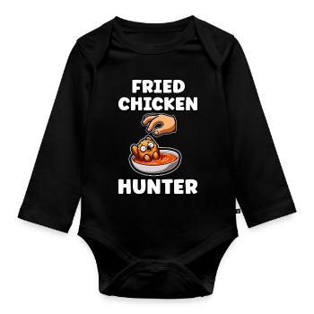 Fried Chicken Chicken Wings Chicken Gift - Organic Longsleeve Baby Bodysuit - black - Front