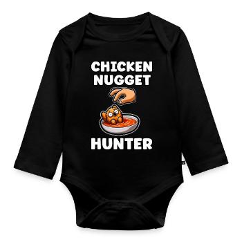 Chicken Nugget Chicken Wings Chicken Geschenk - Baby Bio-Langarm-Body - Schwarz - Vorne