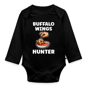 Buffalo Wings Chicken Wings Chicken Chicken Geschenk - Baby Bio-Langarm-Body - Schwarz - Vorne