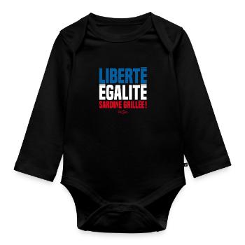 LIBERTY EQUALITY GEGRILLTE SARDINEN! - Baby Bio-Langarm-Body - Schwarz - Vorne