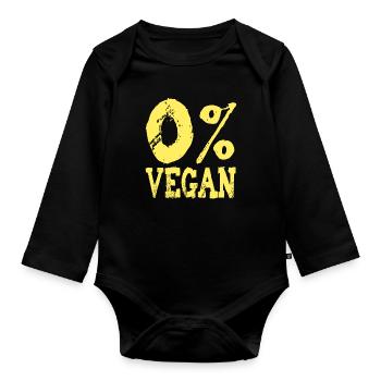 0% VEGAN - Je ne suis pas vegan ! anti vegan - Body Bébé bio manches longues - noir - Devant