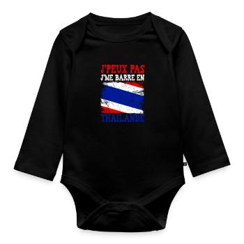 Ich kann nicht, ich gehe nach Thailand - Baby Bio-Langarm-Body - Schwarz - Vorne