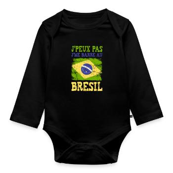 Ich kann nicht in Brasilien stecken bleiben - Baby Bio-Langarm-Body - Schwarz - Vorne