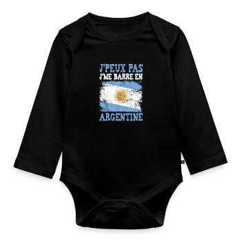 I can't I'm in Argentina - Organic Longsleeve Baby Bodysuit - black - Front