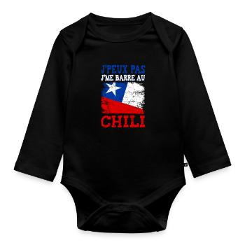 Ich kann nicht nach Chile - Baby Bio-Langarm-Body - Schwarz - Vorne