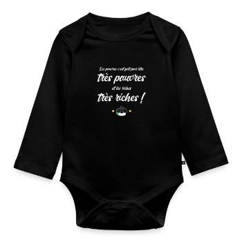 Les pauvres et les riches replique culte - Body Bébé bio manches longues - noir - Devant