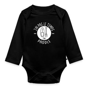 J'ai pas le temps j'ai paddle - Body Bébé bio manches longues - noir - Devant