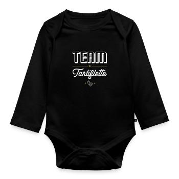 Team Tartiflette. Mangeurs de Tartiflette - Body Bébé bio manches longues - noir - Devant