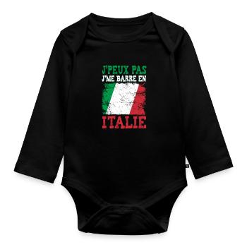 I can't, I'm going to Italy. Future Italian - Organic Longsleeve Baby Bodysuit - black - Front