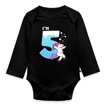 Ice skating Ice skating Ice skating - Organic Longsleeve Baby Bodysuit - black - Front