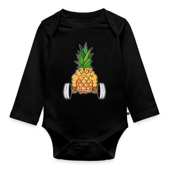 Pineapple Fitness - Organic Longsleeve Baby Bodysuit - black - Front