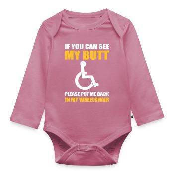 Fauteuil roulant - Body Bébé bio manches longues - mauve - Devant