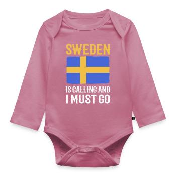 Sweden Swedish - Organic Longsleeve Baby Bodysuit - mauve - Front
