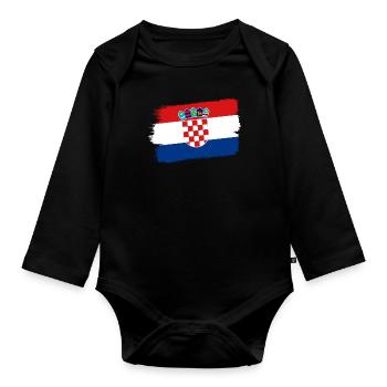 Croatia Flag Adriatic Zagreb Croatian Flag - Organic Longsleeve Baby Bodysuit - black - Front