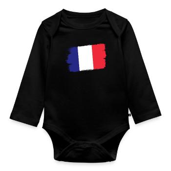 Drapeau de la France Look utilisé Drapeau de la France - Body Bébé bio manches longues - noir - Devant