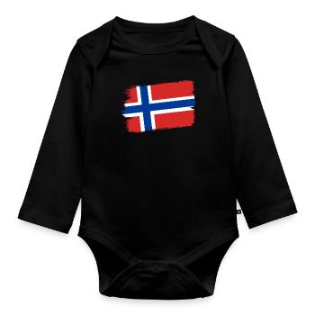Drapeau de la Norvège Drapeau de la Scandinavie Drapeau de la Norvège - Body Bébé bio manches longues - noir - Devant