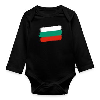 Drapeau de la Bulgarie Drapeau bulgare Sables d’or - Body Bébé bio manches longues - noir - Devant