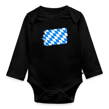Bavaria Flag Used Look Bavarian Flag Vintage - Organic Longsleeve Baby Bodysuit - black - Front