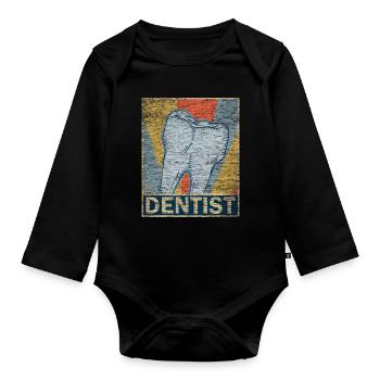 Retro vintage dentist - Organic Longsleeve Baby Bodysuit - black - Front