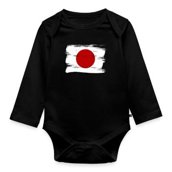 Japan Flag Used Look Nihon Japanese Flag - Organic Longsleeve Baby Bodysuit - black - Front