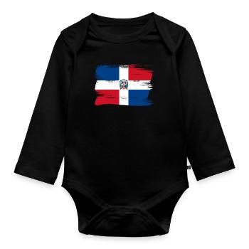 Dominican Republic Flag Dom Rep Flag Travel - Organic Longsleeve Baby Bodysuit - black - Front