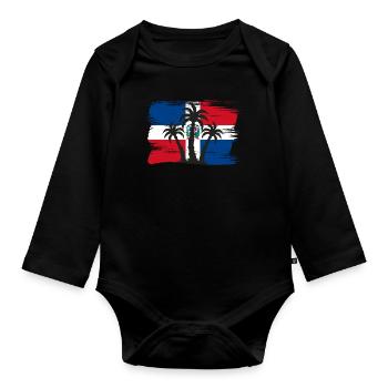 Dominican Republic Flag Dom Rep Flag Travel - Organic Longsleeve Baby Bodysuit - black - Front