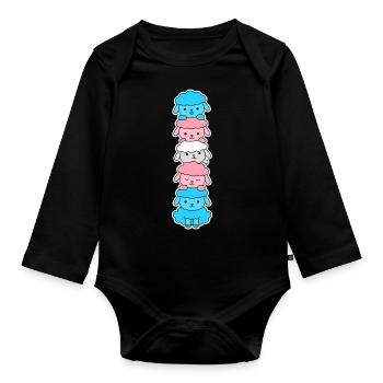 Trans Flagge Schaf Design für Trans Menschen - Baby Bio-Langarm-Body - Schwarz - Vorne