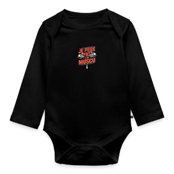 Ich kann nicht, ich habe Muskeln - Baby Bio-Langarm-Body - Schwarz - Vorne