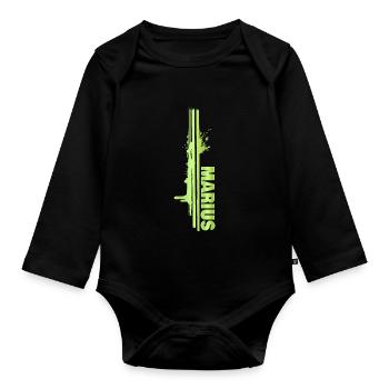 Maler Malerei Farbklecks Painter Marius - Baby Bio-Langarm-Body - Schwarz - Vorne