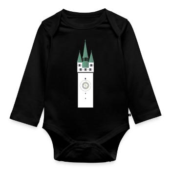 Straubinger Stadtturm - Baby Bio-Langarm-Body - Schwarz - Vorne