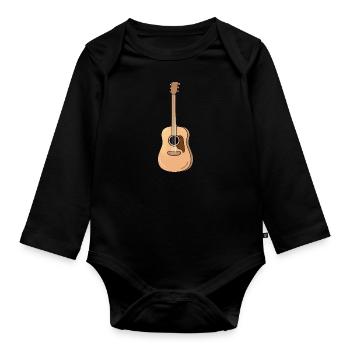 guitar - Organic Longsleeve Baby Bodysuit - black - Front