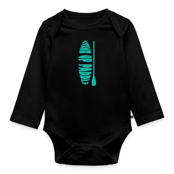 SUP Stand Up Paddle | Summer Vacation Sunset - Organic Longsleeve Baby Bodysuit - black - Front