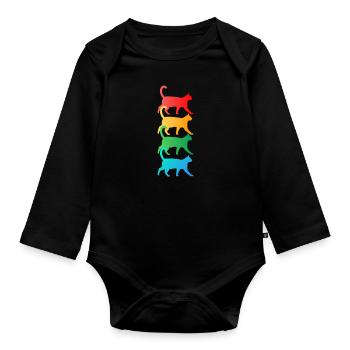 Chat mignon - Chat amoureux de chats T-shirt - Body Bébé bio manches longues - noir - Devant