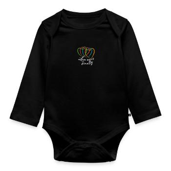 Liebe ist alles. Verschlungene bunte große Herzen - Baby Bio-Langarm-Body - Schwarz - Vorne