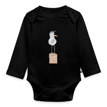 Meike die Möwe - Baby Bio-Langarm-Body - Schwarz - Vorne